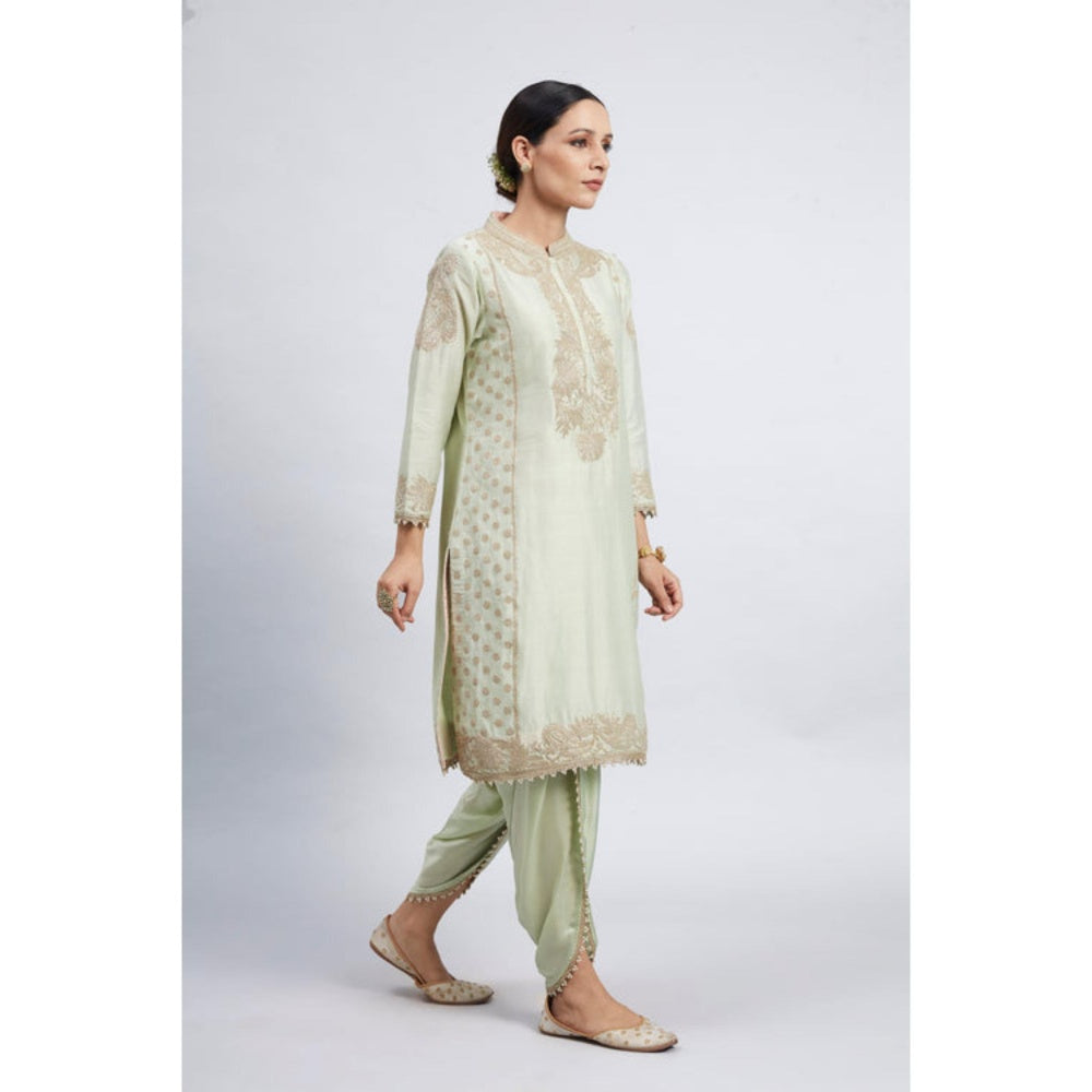Sheetal Batra Aabish Mint Green Tilla Embroidered Kurta with Dhoti Pant