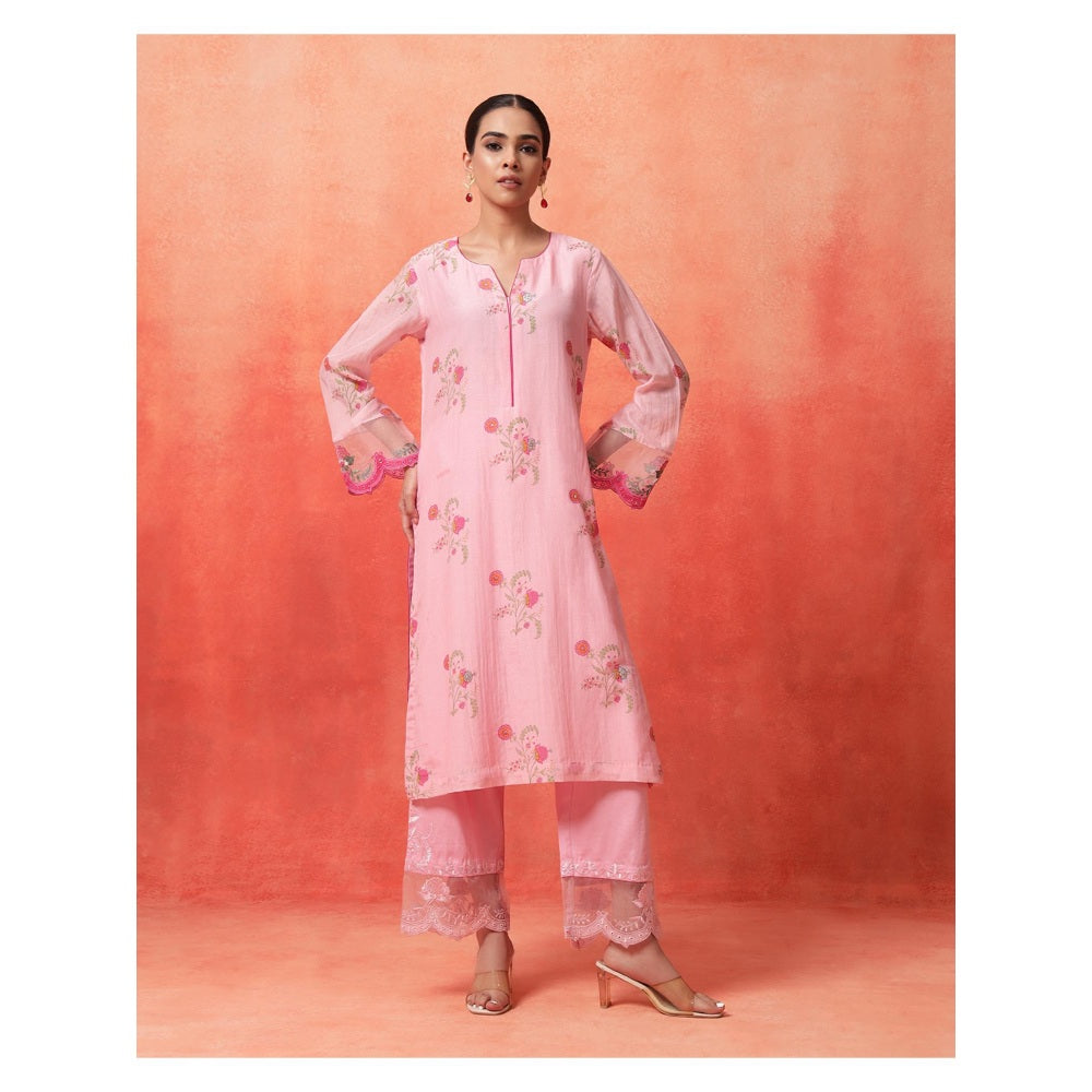 Shetab Kazmi Pink Elara Mughal Kurta with Pant and Dupatta