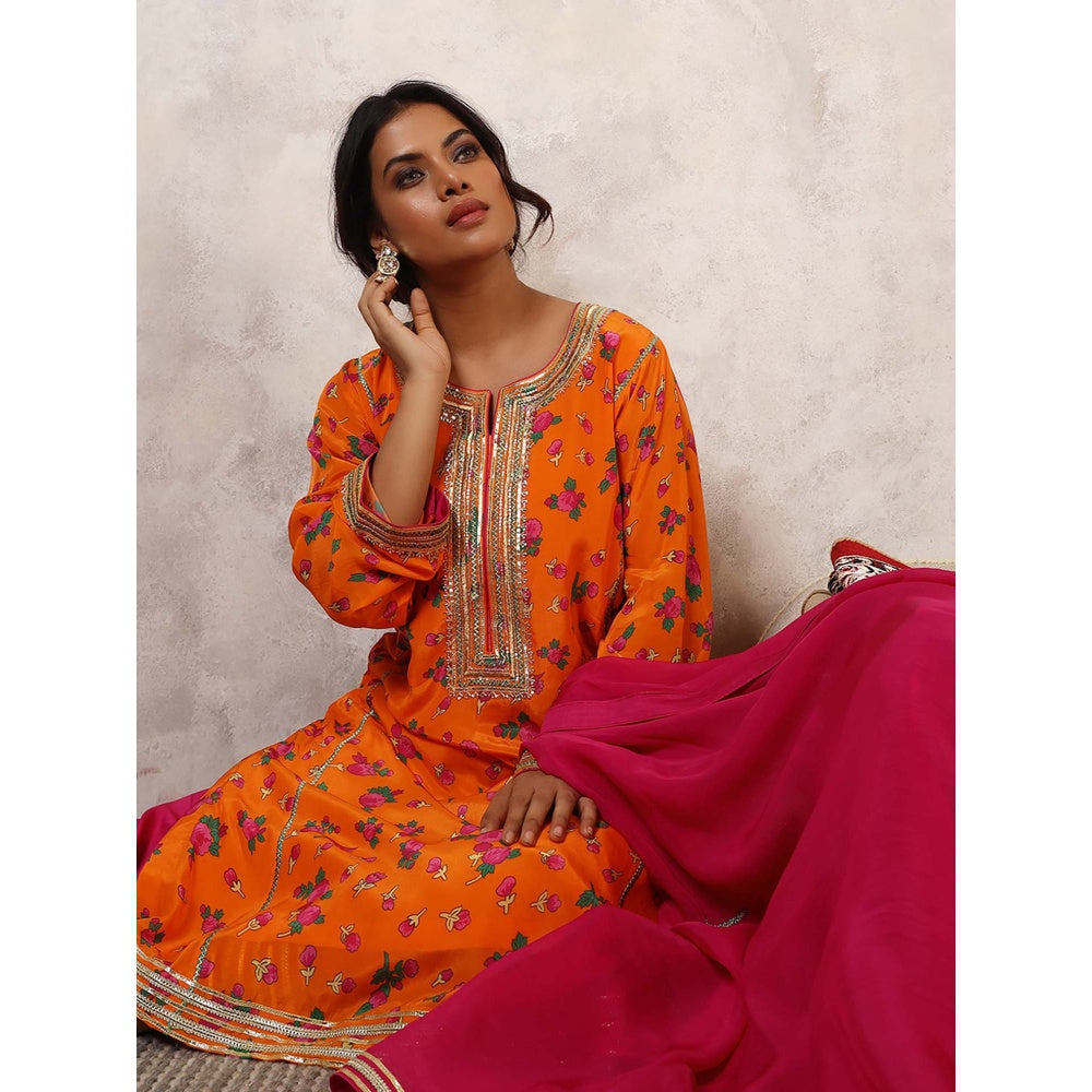 Shetab Kazmi Mehroz Floral Embroidered Kurta with Salwar & Dupatta