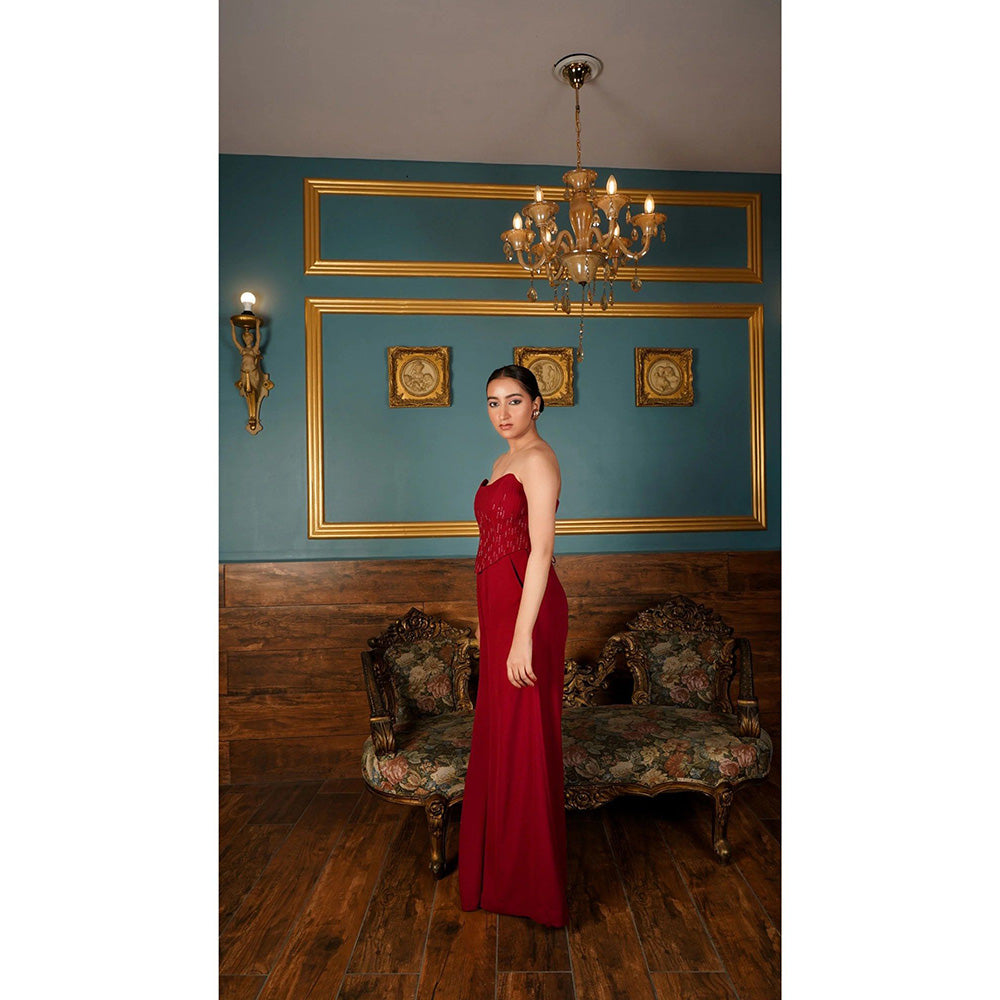 Shilpsutra Maroon Aesthetic Marron Co-Ord Set