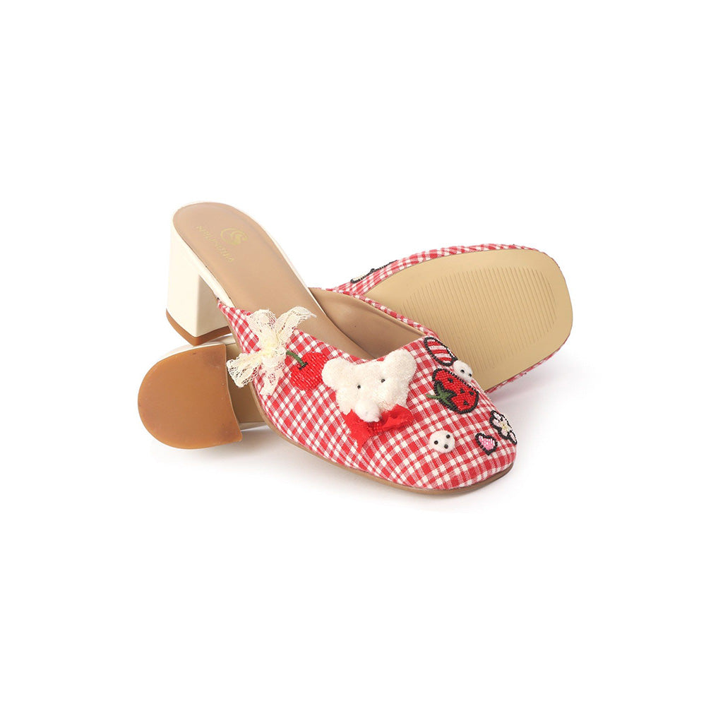Shilpsutra Giggle Step Red Mules Heels