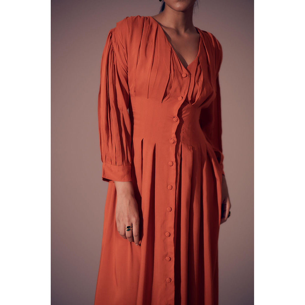 Shibui Georgia Solid Rust Full Sleeves Maxi Dress