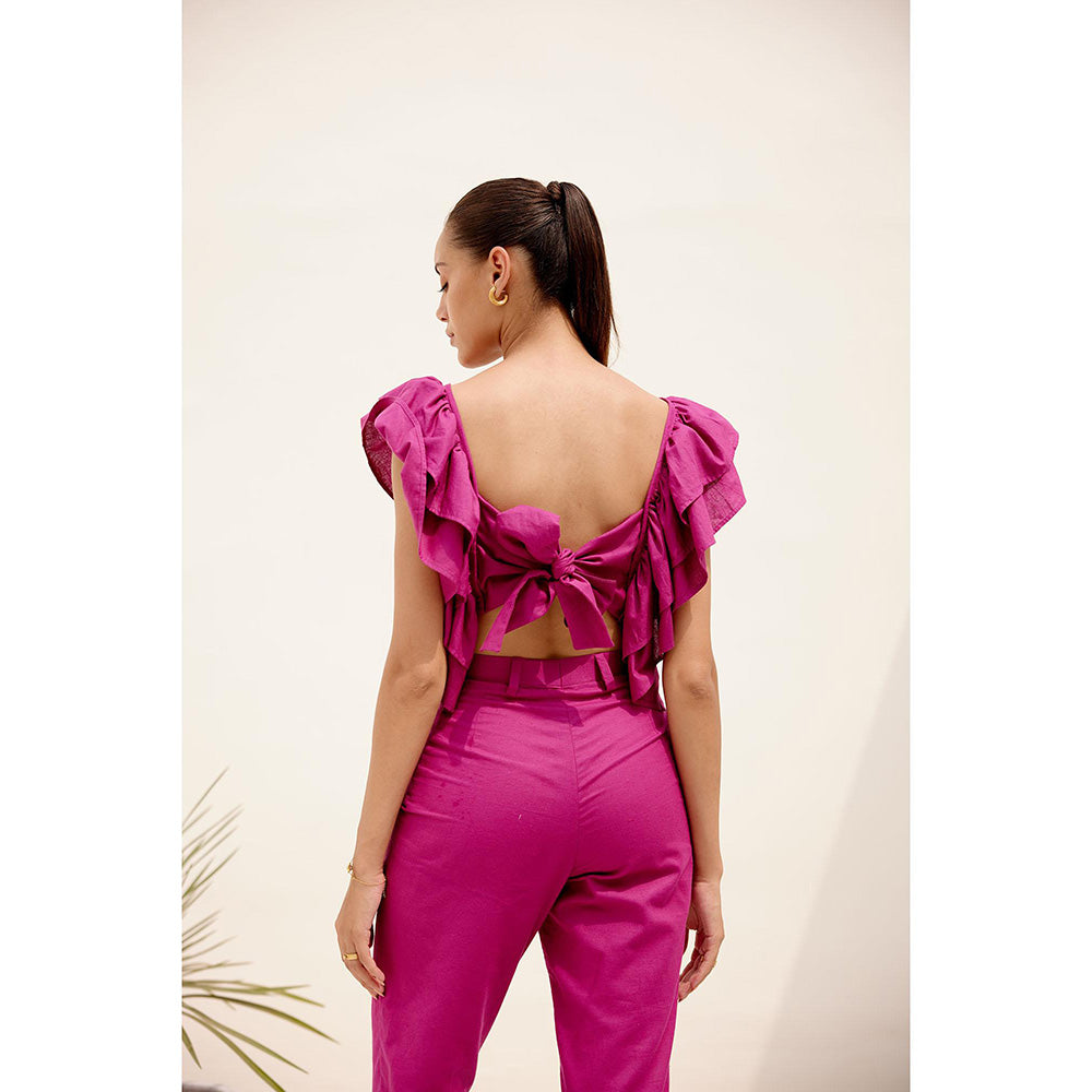 Shibui Mimosa Magenta Embroidered Co-Ord (Set of 2)