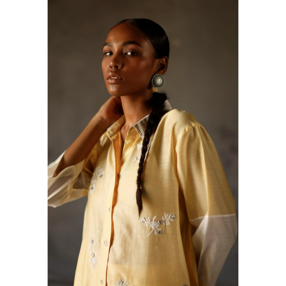 SHIKHA MEHTA Yellow Yami Kurta with Pant and Slip (Set of 3)