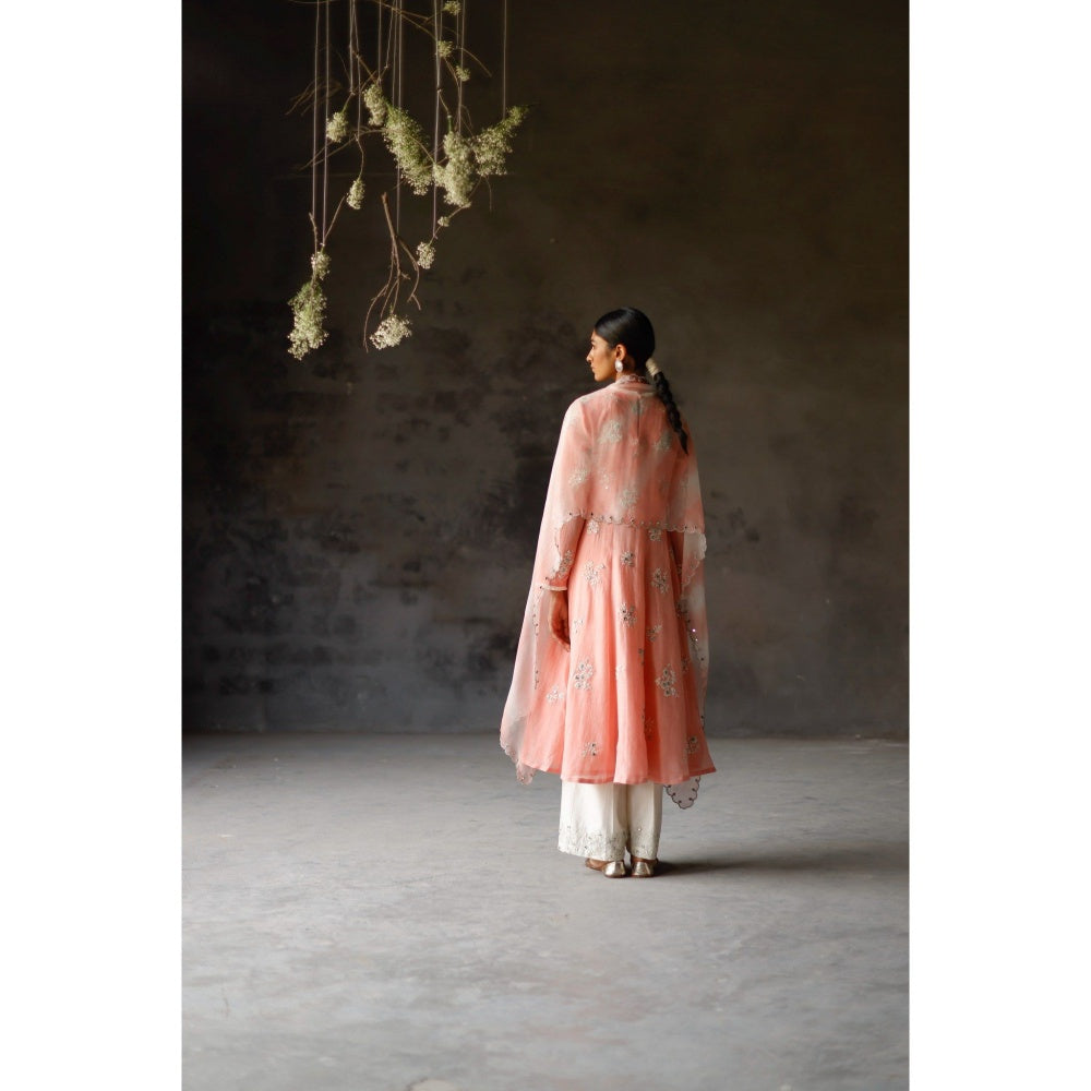 SHIKHA MEHTA Gulabi Siyah Anarkali Kurta with Pant and Dupatta (Set of 3)