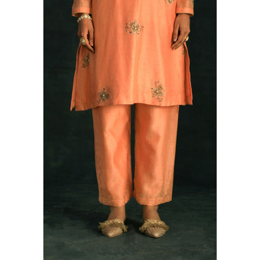 SHIKHA MEHTA Apricot Kashvi Kurta with Pant (Set of 2)