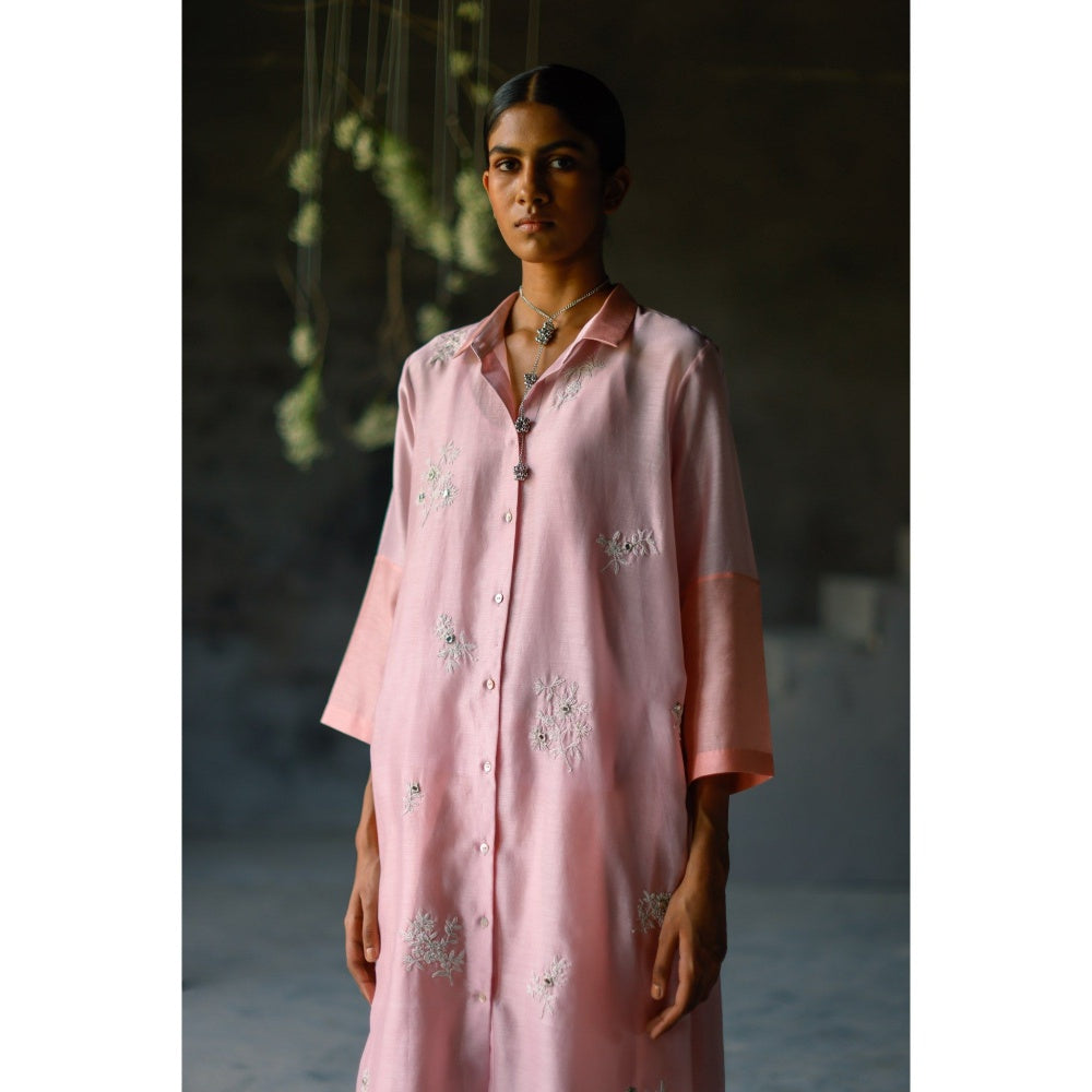 SHIKHA MEHTA Jamuni Pink Yami Kurta with Pant and Slip (Set of 3)