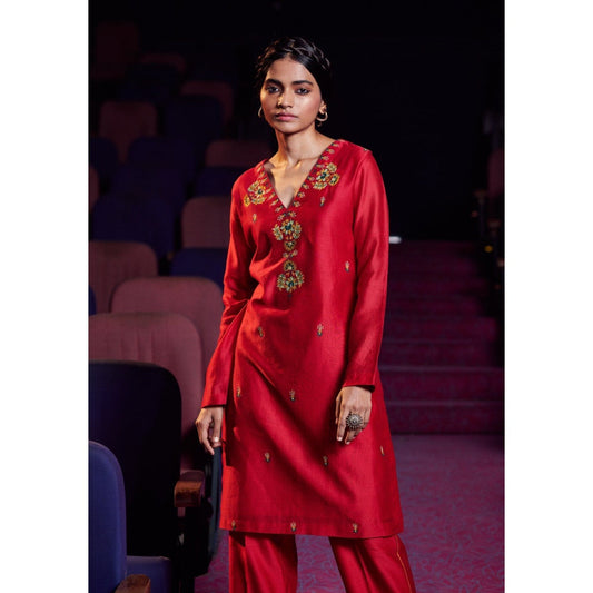 SHIKHA MEHTA Berry Neema Kurta with Pant (Set of 2)