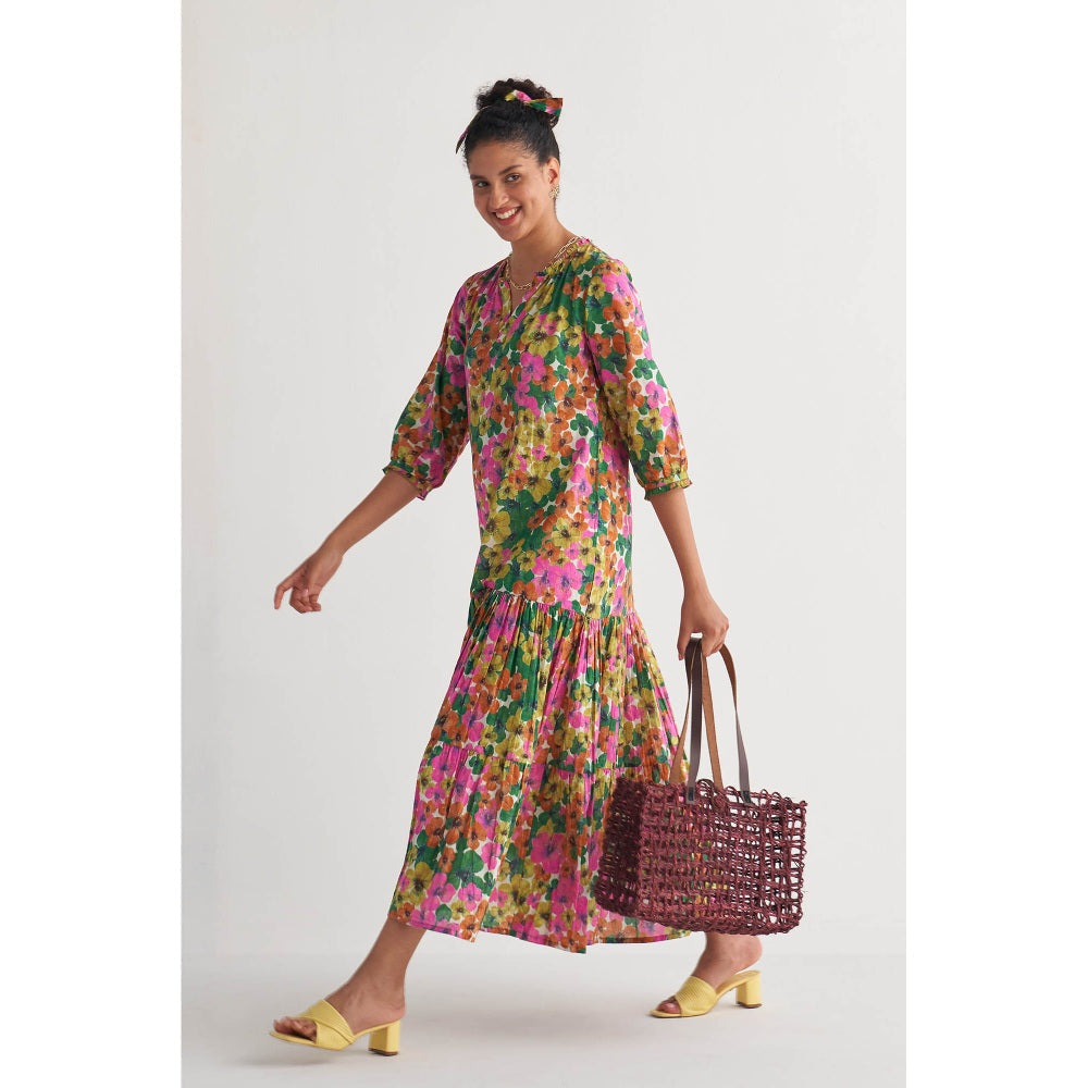 Shivani Bhargava Multihued Gardenia Tier Dress