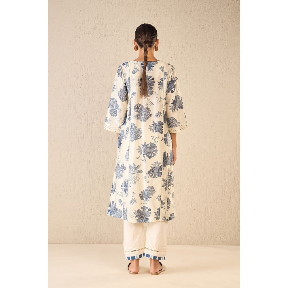 Shivani Bhargava Blue Floral Kurta with Pant and Dupatta (Set of 3)