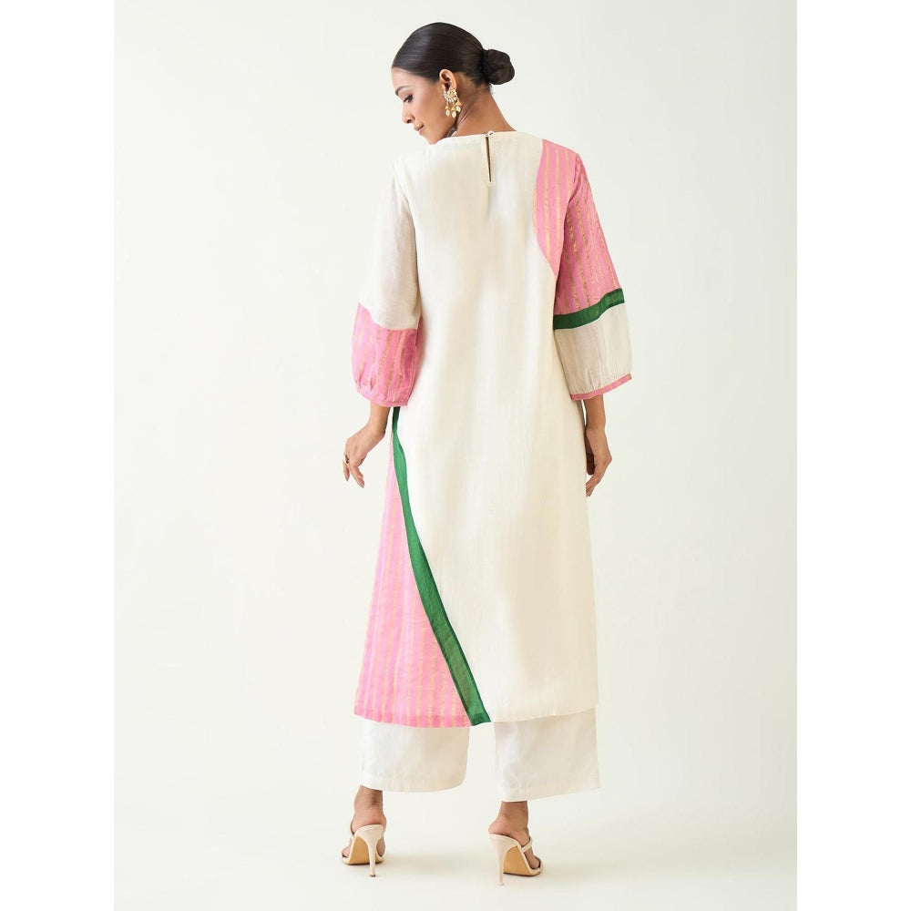 Shivani Bhargava Ivory Mohini Straight Kurta with Pant and Dupatta (Set of 3)