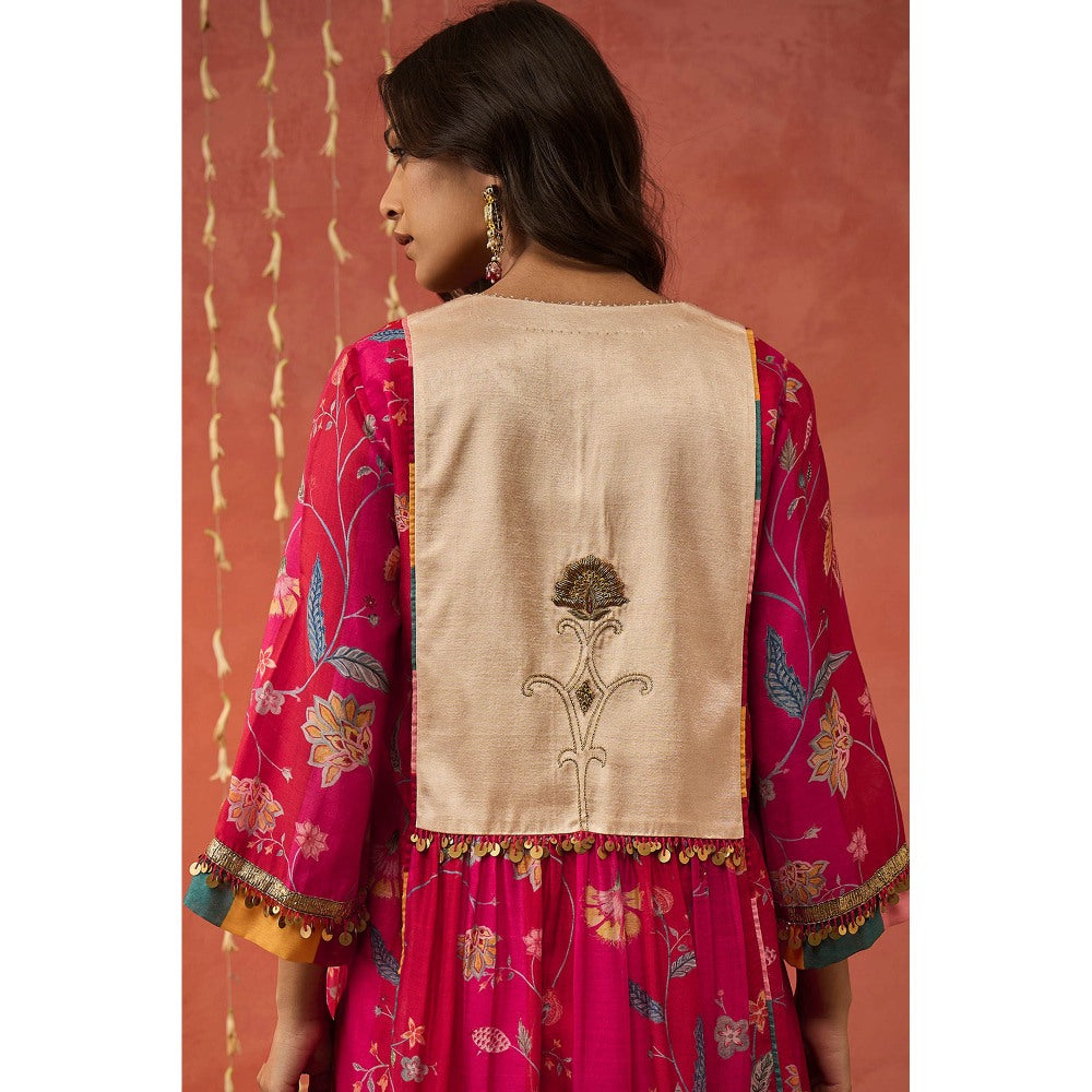 Shivani Bhargava Shree Red Chintz Chanderi Embroidered Kurta with Pant and Dupatta (Set of 3)