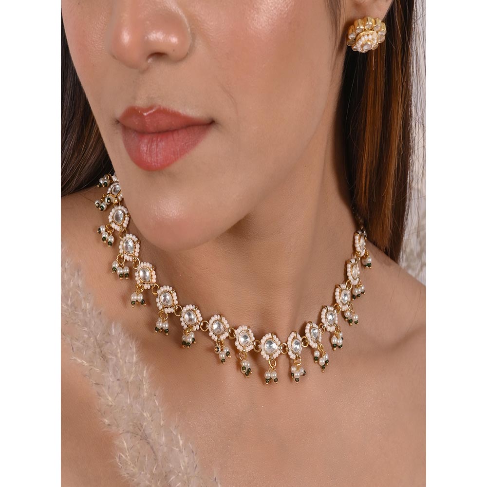 Shlok Jewels Monk Jadau Kundan Neklace Set