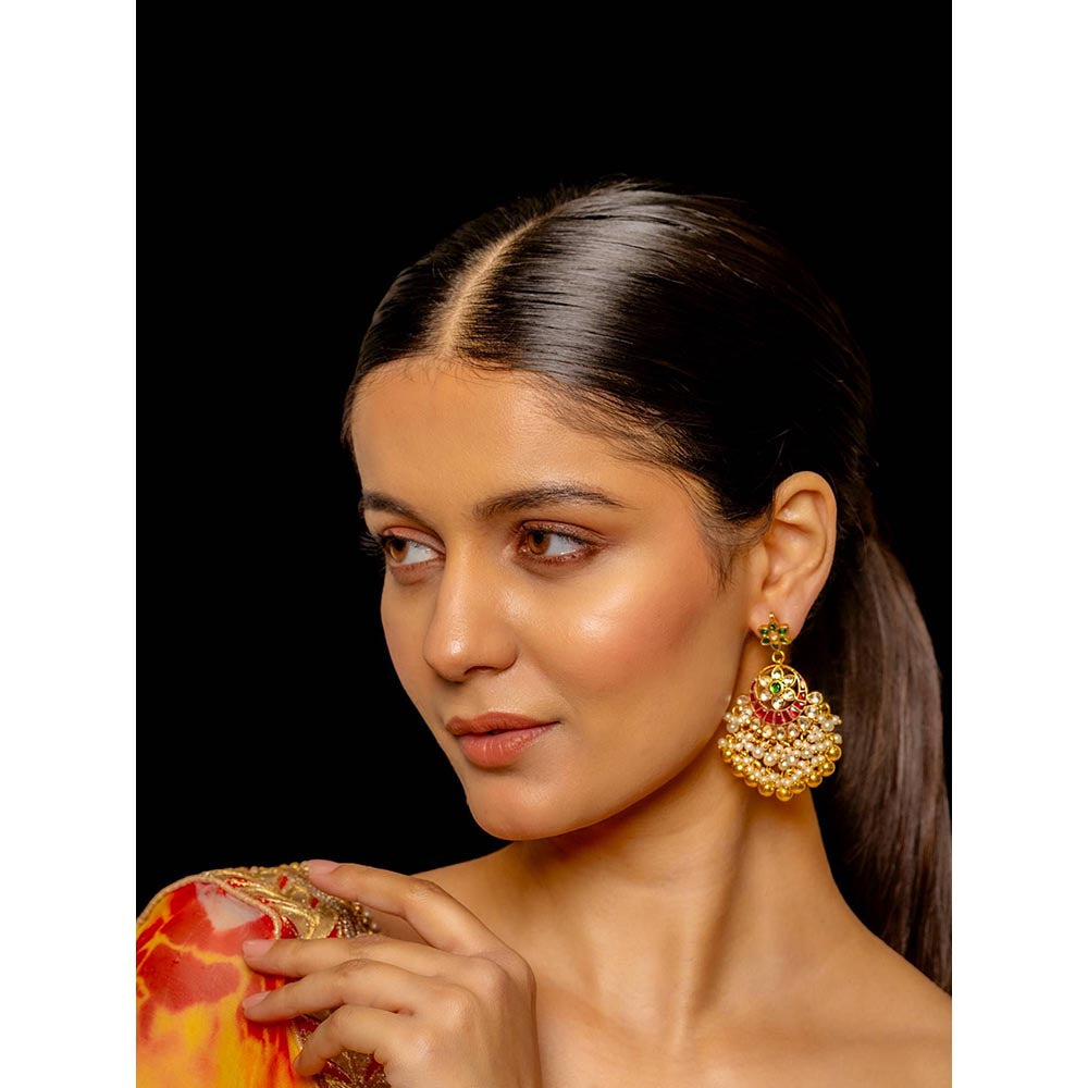 Shlok Jewels Pranava Chandbali Earrings