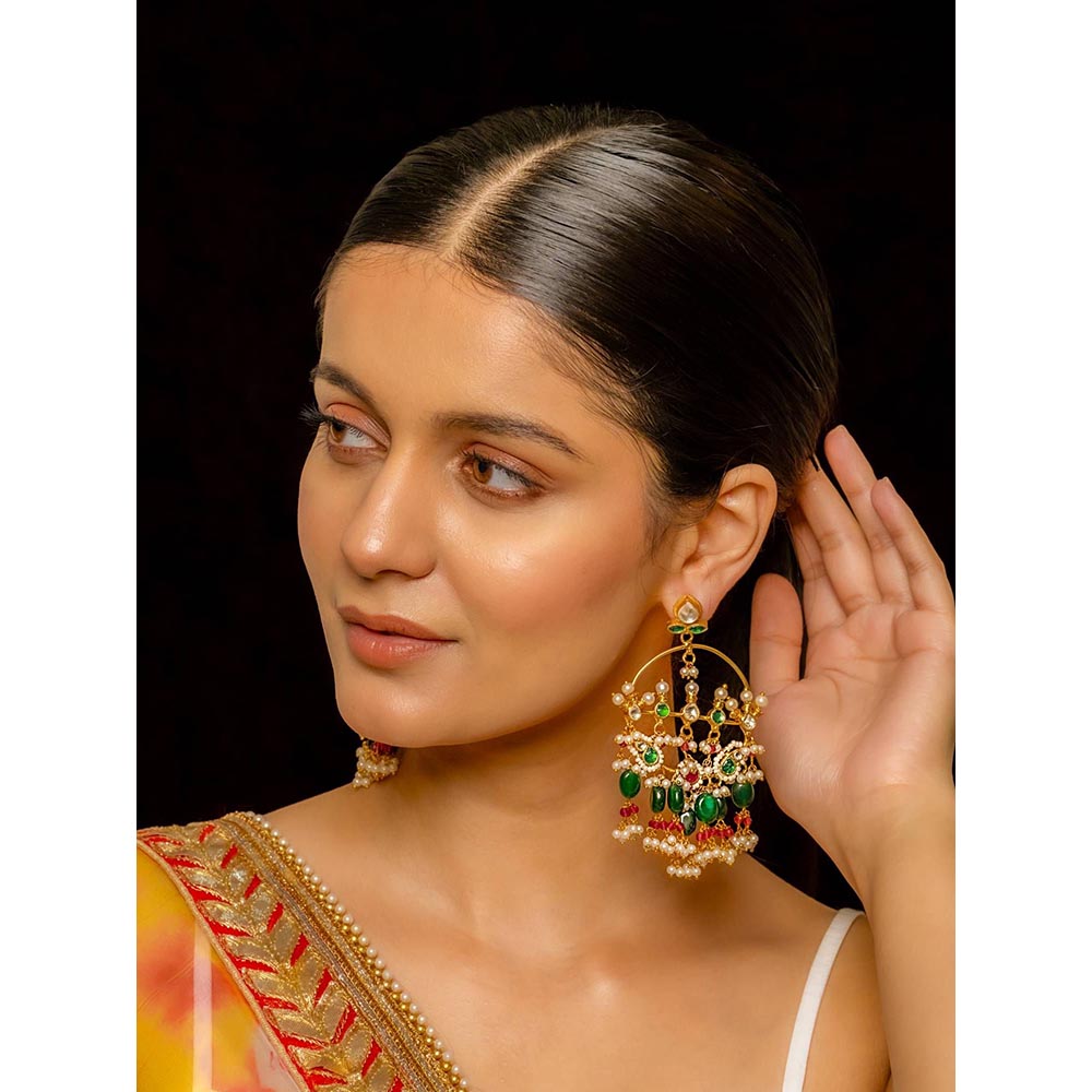 Shlok Jewels Mohini Chandbali Earrings