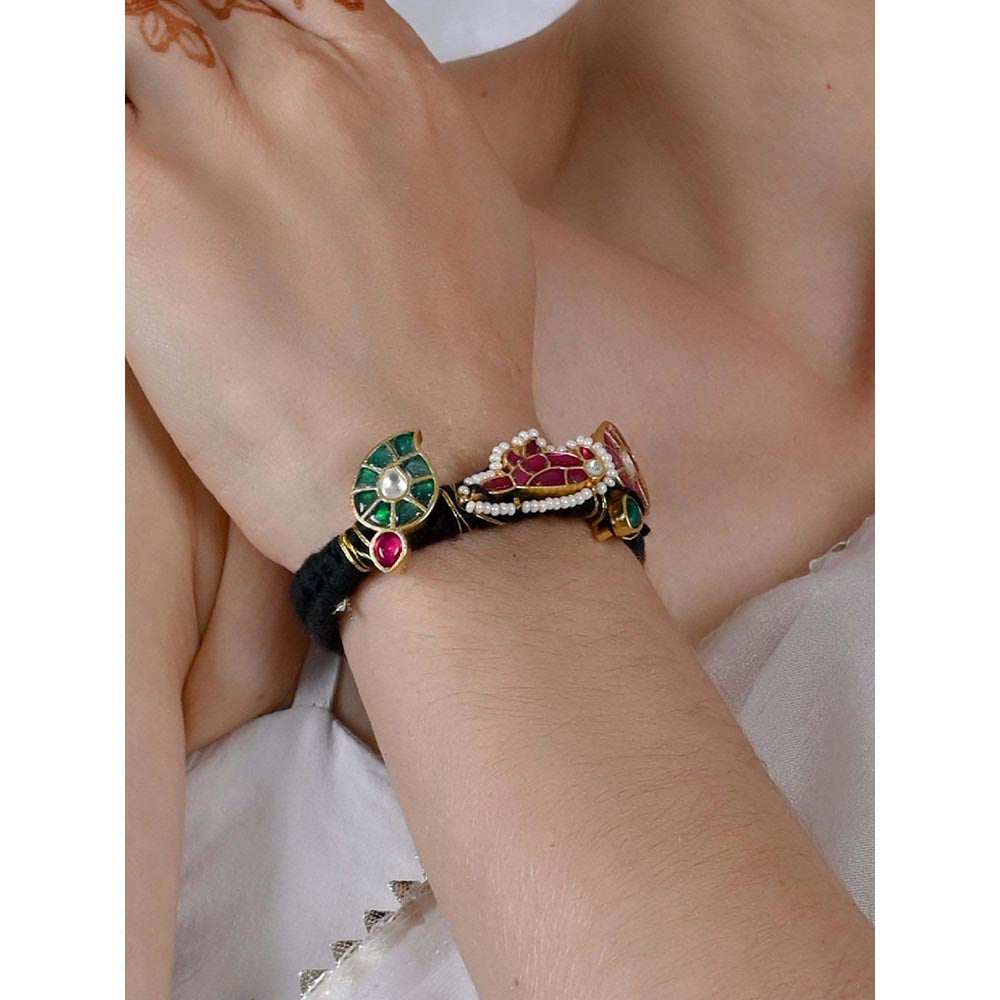 Shlok Jewels Women Multi-Color 18K Gold Plated Jadau Kundan Pochi Bracelet