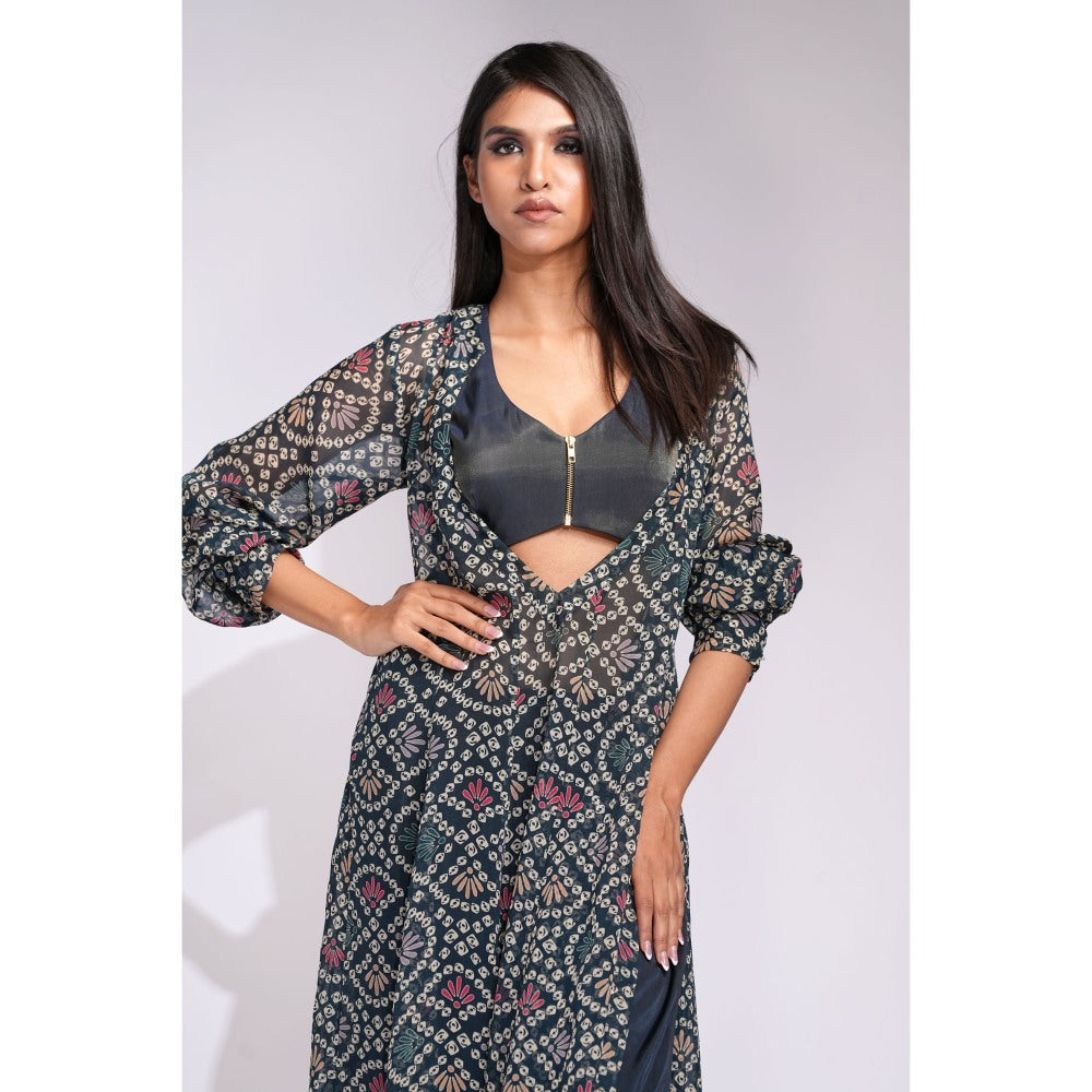 Shruti S Bandhani Digital Print Kurta with Blouse and Pant (Set of 3)