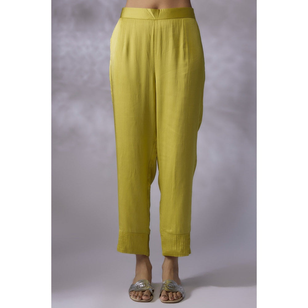Shreeka Lime Green Embroidered Jacket with Slip and Pant (Set of 3)