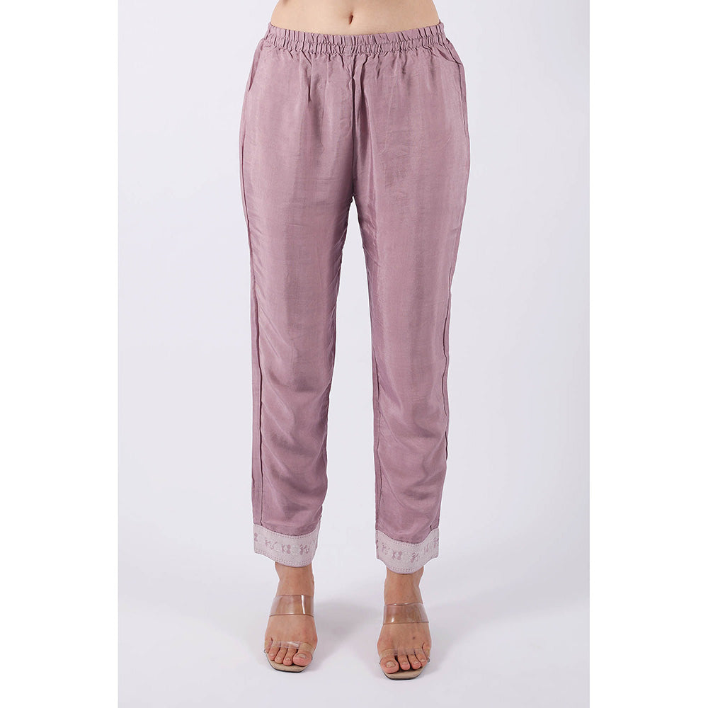 SHRUTI GOYAL Lavender Embroidered Kurta with Pant and Dupatta (Set of 3)