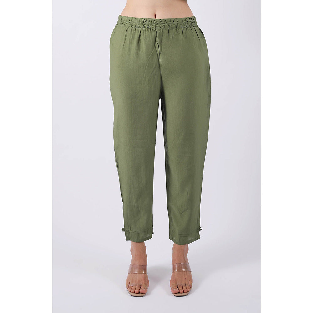 SHRUTI GOYAL Forest Green Embroidered Kurta with Pant and Dupatta (Set of 3)