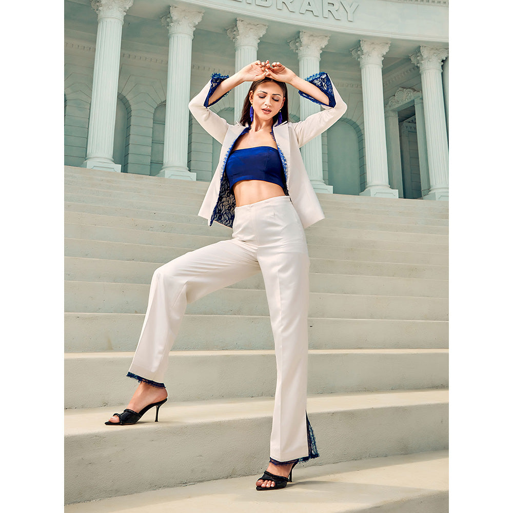 Shriya Dahlia Beige Business Coat with Bustier and Pant (Set of 3)