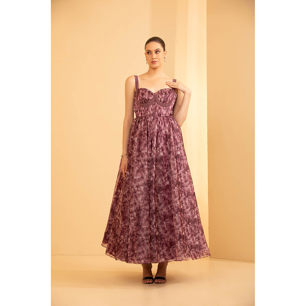 Shriya Dahlia Purple Organza Corset Dress