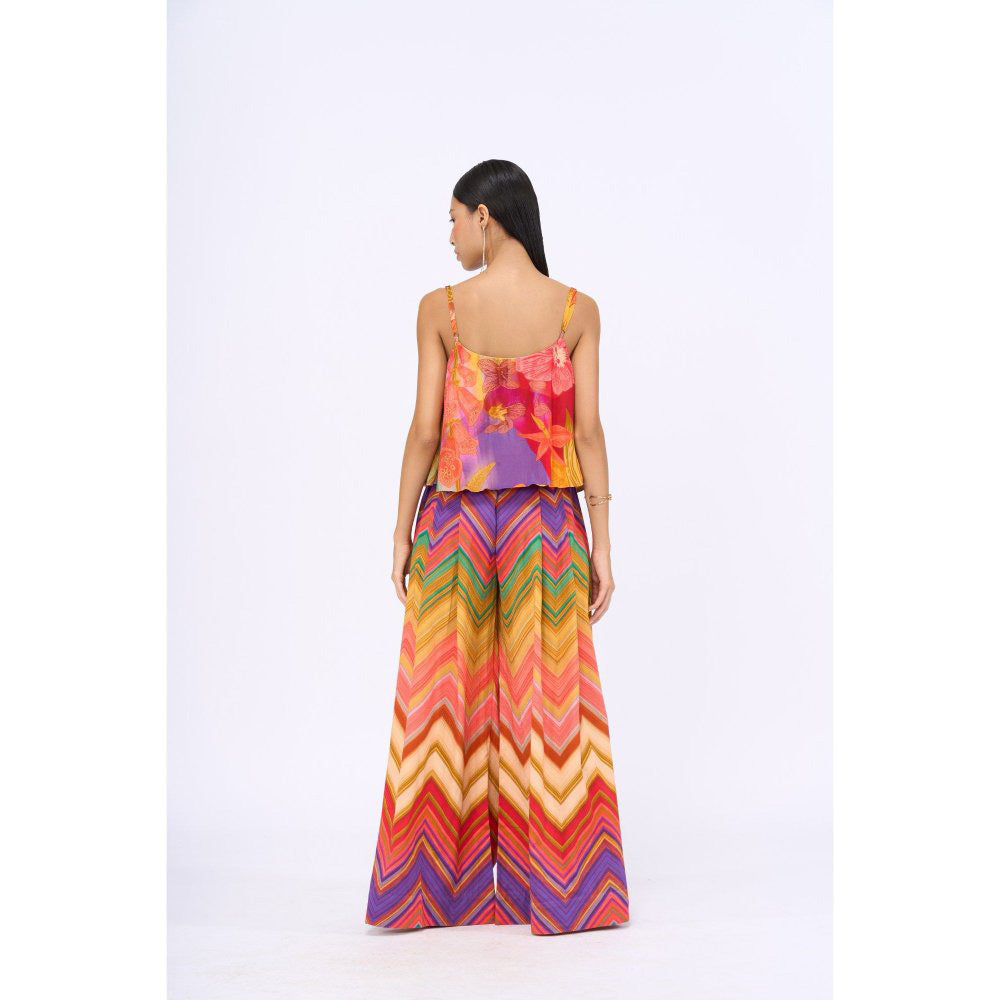 Siddhartha Bansal Multi-Colour Printed Cheverton Top with Palazzo (Set of 2)