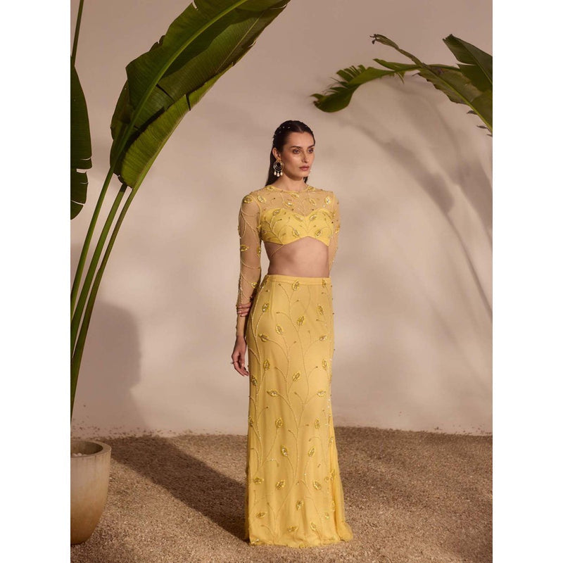 Silky Bindra Yellow Zelena Skirt with Blouse (Set of 2)
