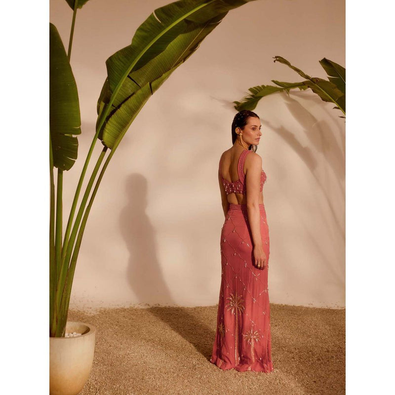 Silky Bindra Pink Izel Mermaid Skirt with Bustier (Set of 2)