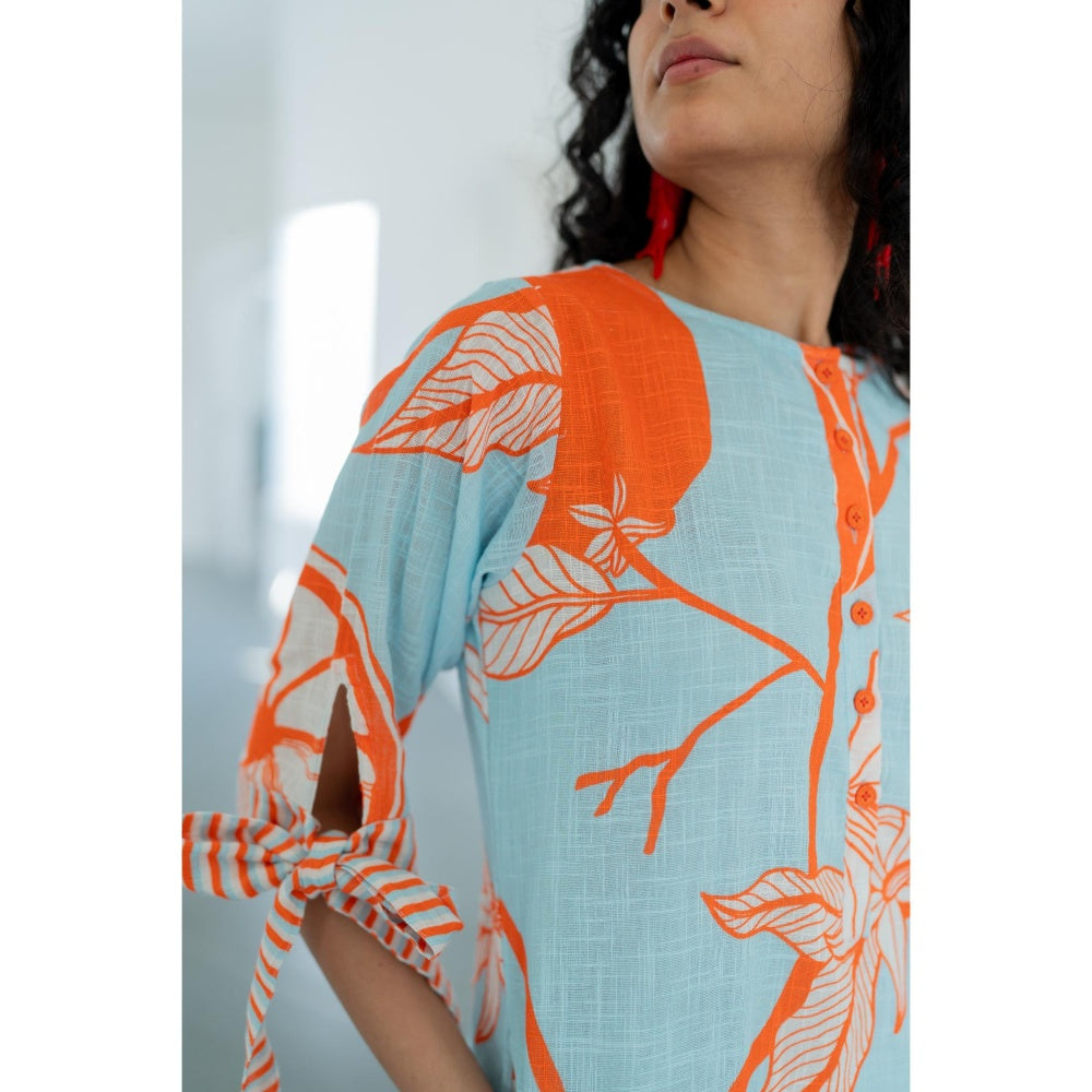 Silai Studio Mandarin Print Cotton Dress
