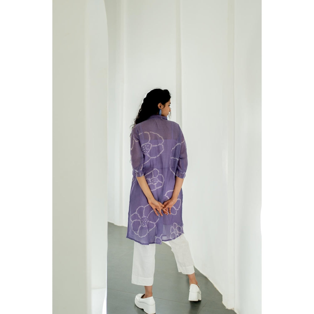Silai Studio Periwinkle Bandhej Kurta with Inner (Set of 2)