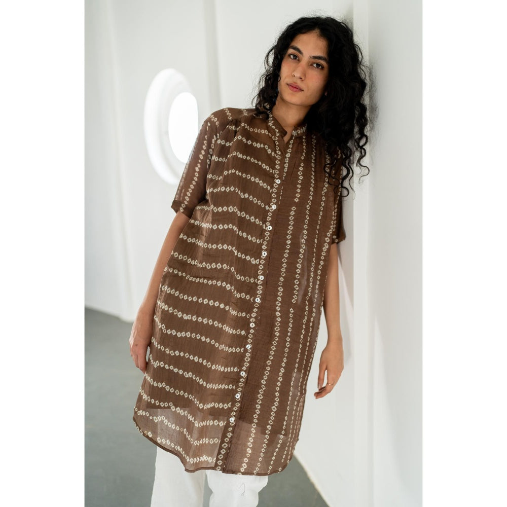 Silai Studio Rosewood Bandhej Kurta with Inner (Set of 2)