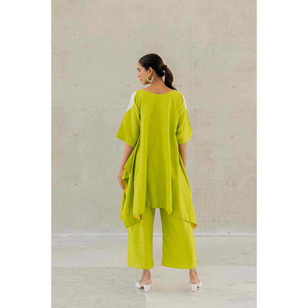 Silai Studio Green Sunflower Applique Kurta