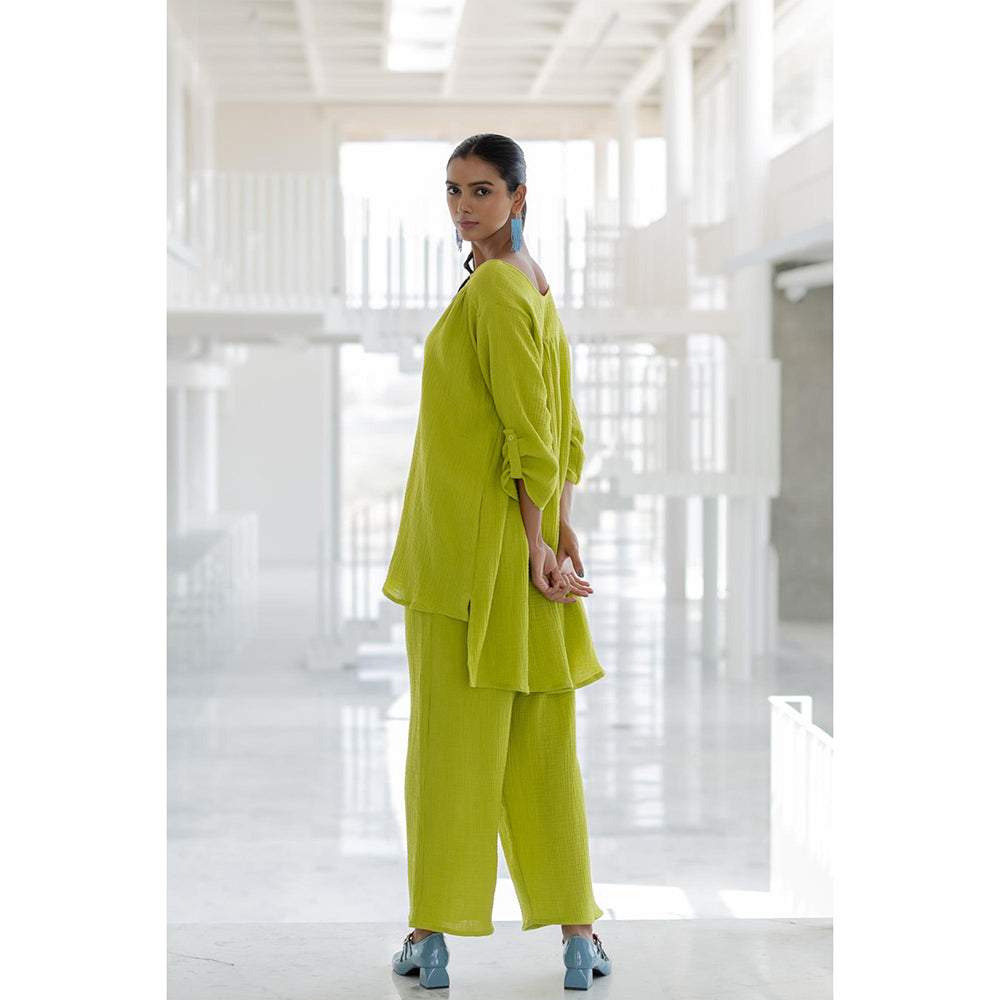Silai Studio Matcha Green Solid Co-Ord (Set of 2)