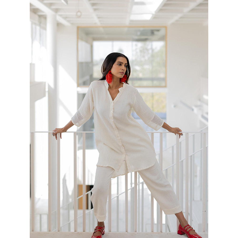 Silai Studio Vanilla Mist Solid Co-Ord (Set of 2)