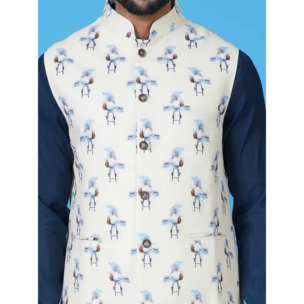 Simaaya White Premium Quality Silk Made Nehru Jacket