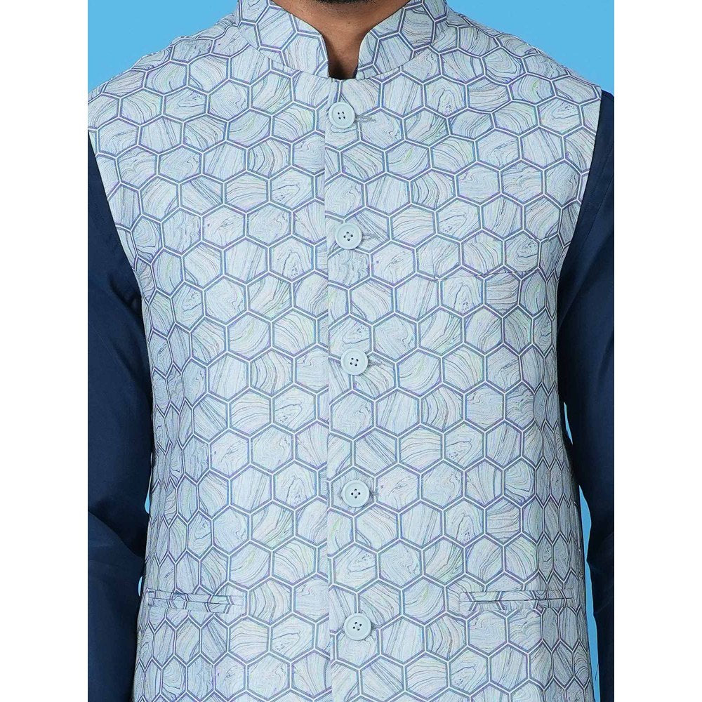Simaaya Blue Premium Quality Silk Made Nehru Jacket
