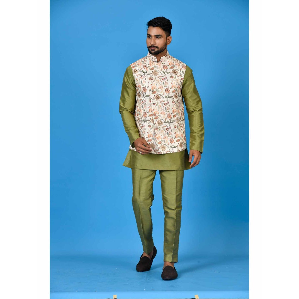 Simaaya White Premium Quality Linen Blend Made Nehru Jacket