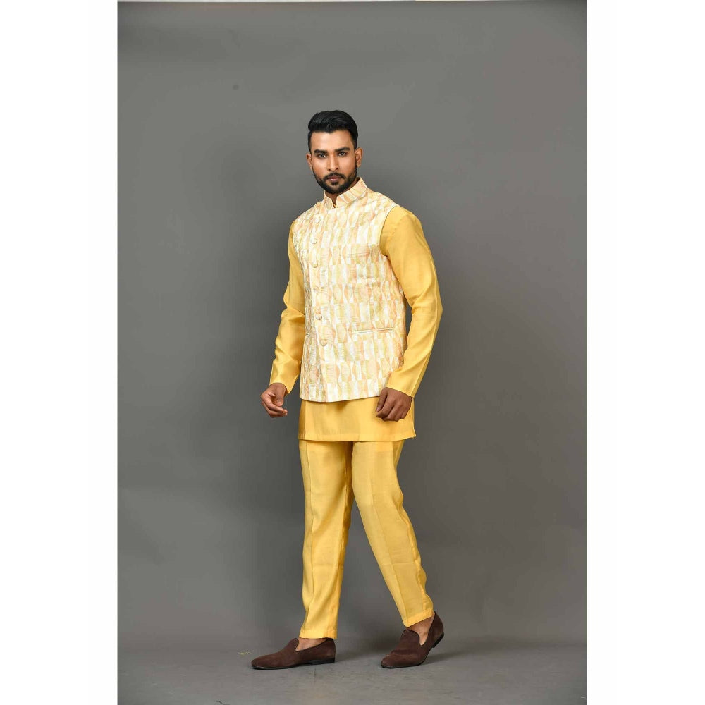 Simaaya Yellow Premium Quality Satin Made Nehru Jackets