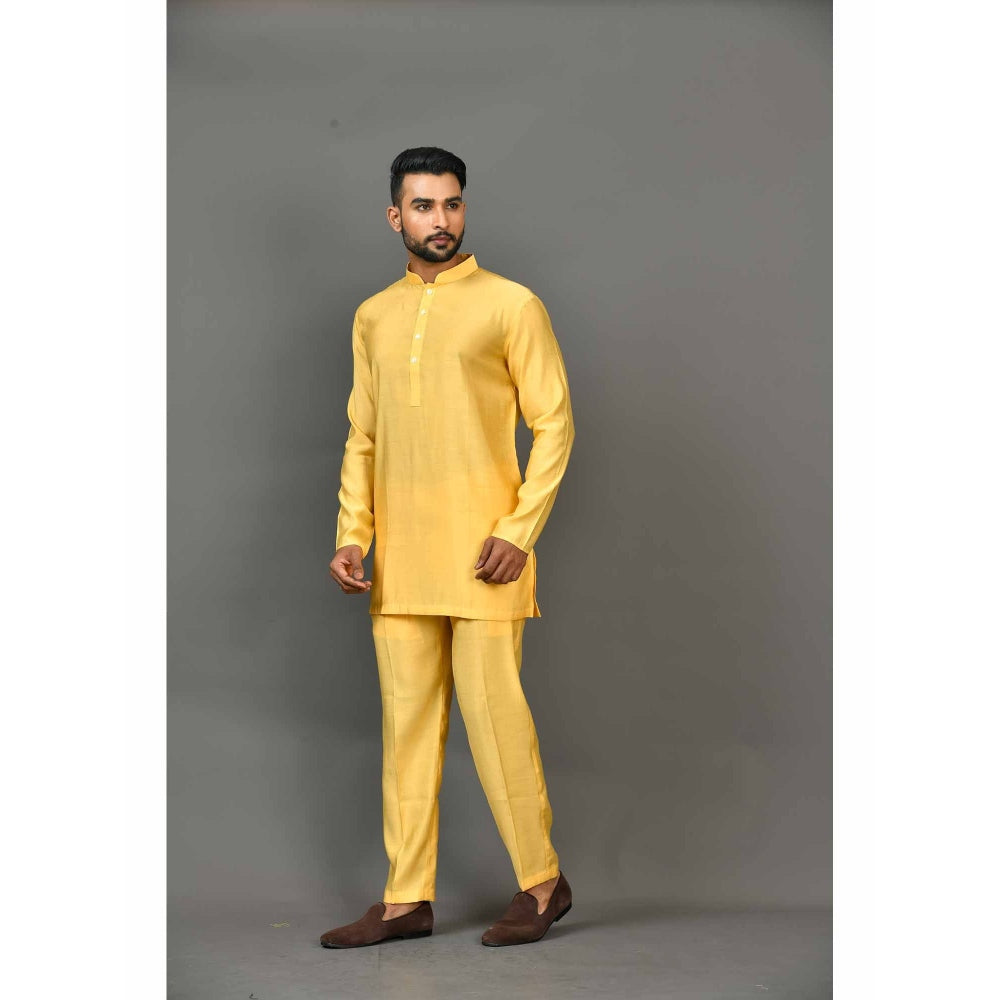 Simaaya Yellow Premium Quality Silk Made Short Kurta
