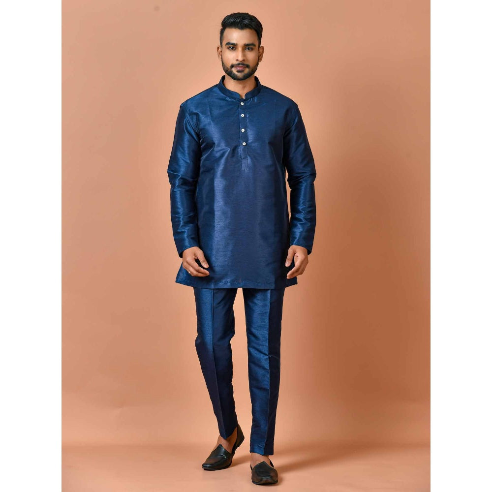 Simaaya Navy Blue Premium Quality Silk Made Short Kurta