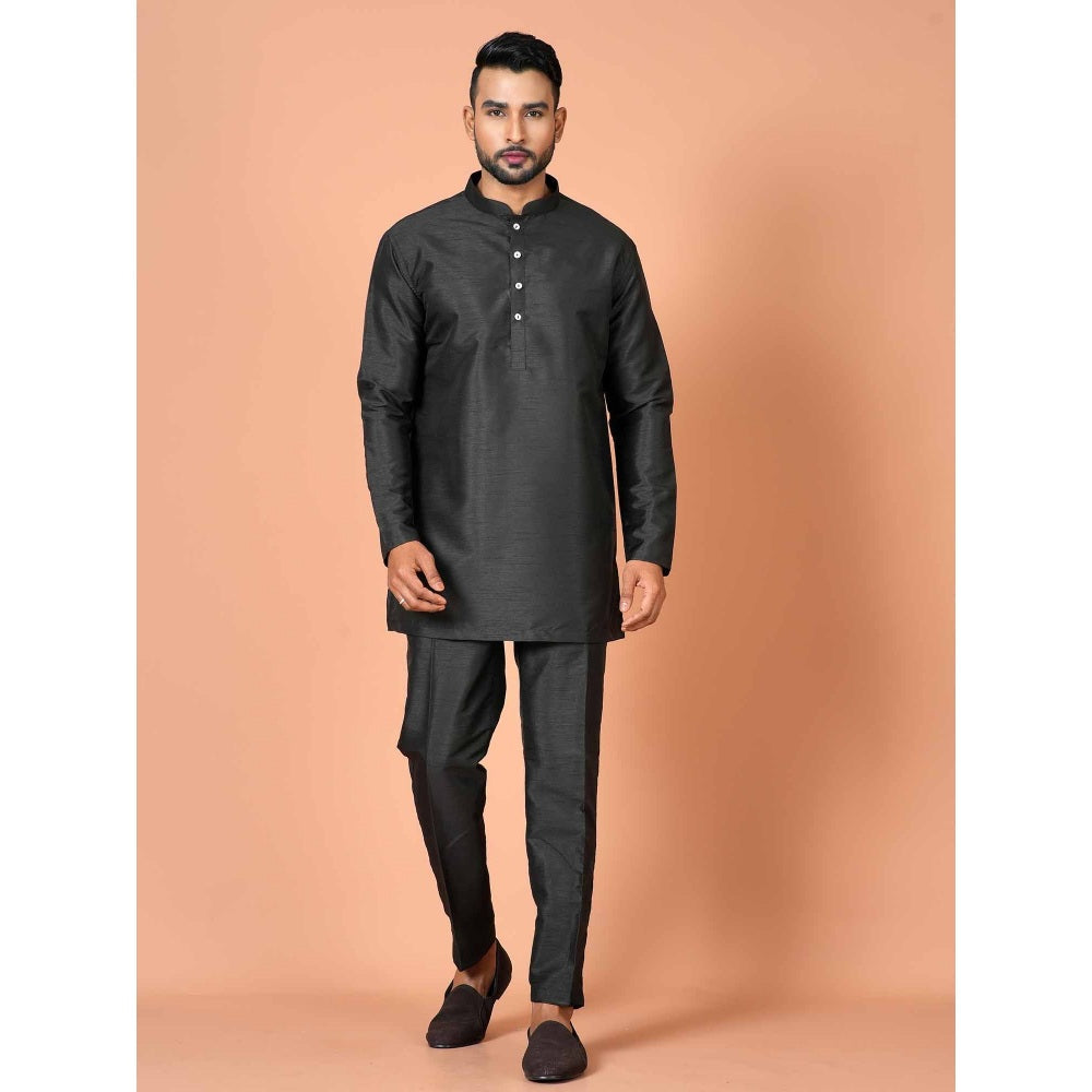 Simaaya Black Premium Quality Silk Made Short Kurta