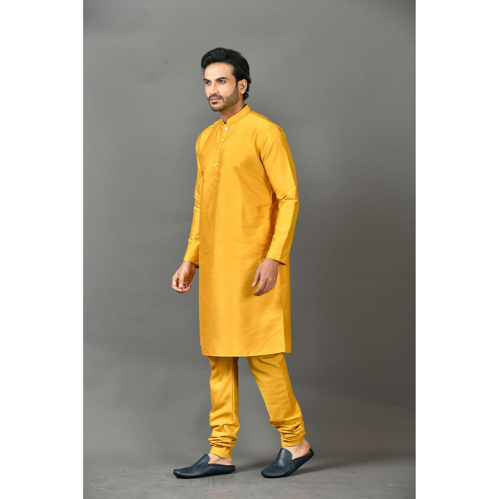 Simaaya Yellow Premium Quality Silk Made Kurta for Men