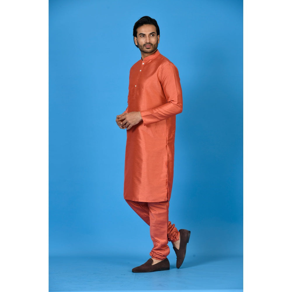 Simaaya Rust Premium Quality Silk Made Kurta for Men