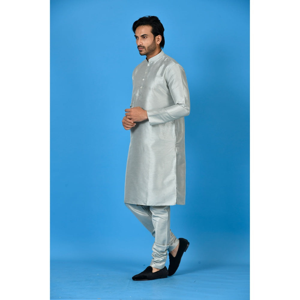 Simaaya Silver Premium Quality Silk Made Kurta for Men