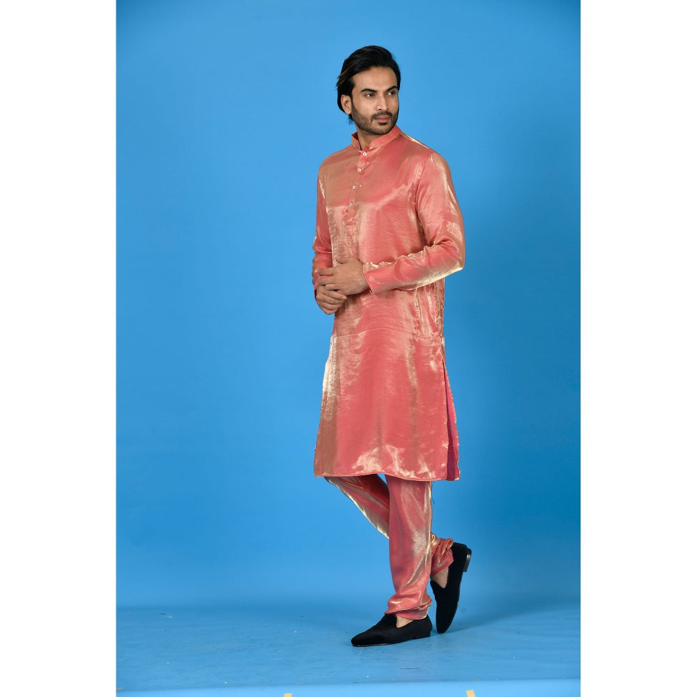 Simaaya Peach Premium Quality Satin Made Kurta for Men