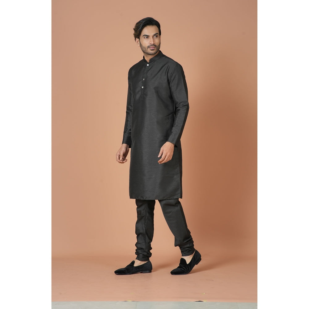 Simaaya Black Premium Quality Silk Made Kurta for Men