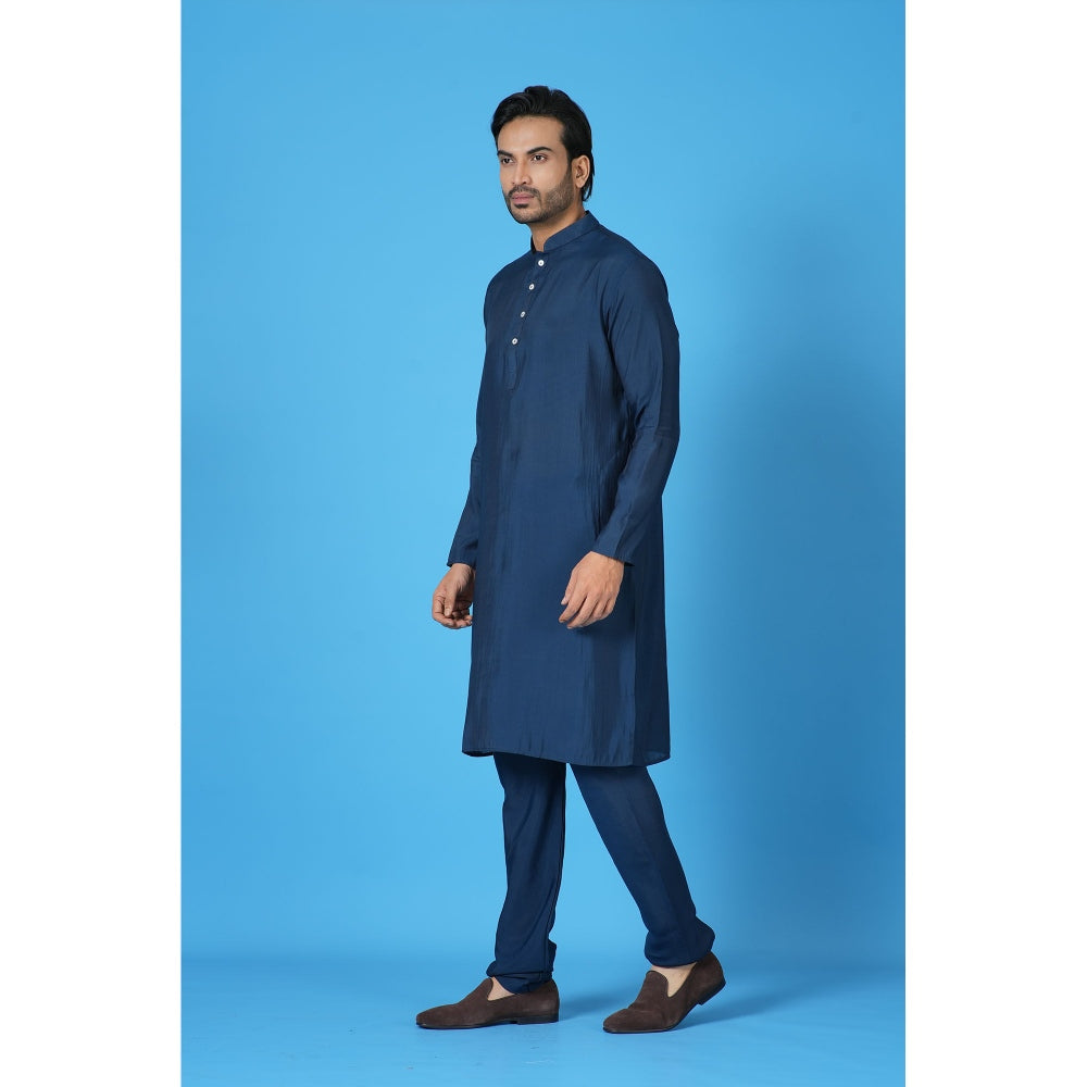 Simaaya Navy Blue Premium Quality Cotton Silk Made Kurta for Men