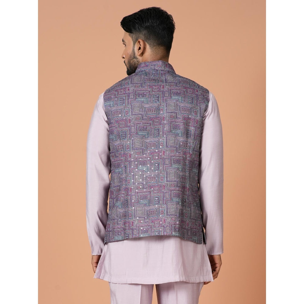 Simaaya Premium Quality Linen Made Nehru Jacket For Men- Purple