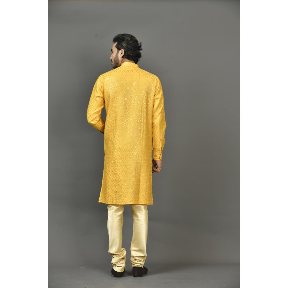 Simaaya Premium Quality Silk Made Kurta For Men- Yellow